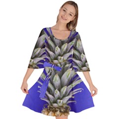 Pineapple Blue Velour Kimono Dress