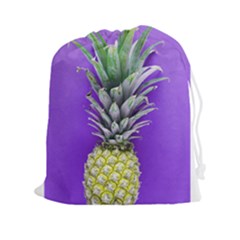 Pineapple Purple Drawstring Pouch (xxl) by snowwhitegirl