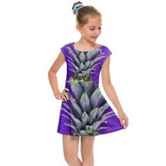 Pineapple Purple Kids  Cap Sleeve Dress by snowwhitegirl