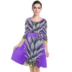 Pineapple Purple Quarter Sleeve Waist Band Dress by snowwhitegirl