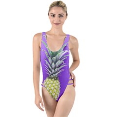 Pineapple Purple High Leg Strappy Swimsuit by snowwhitegirl