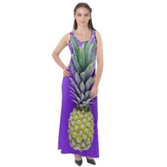 Pineapple Purple Sleeveless Velour Maxi Dress