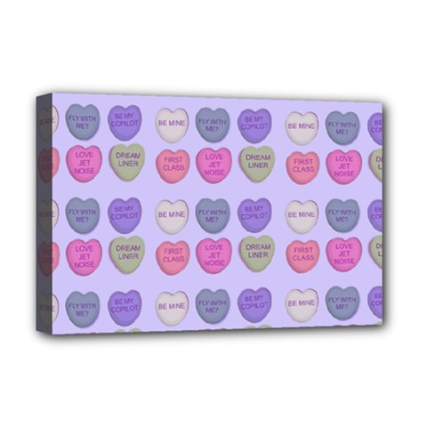 Valentine Hearts Lilac Deluxe Canvas 18  X 12  (stretched) by snowwhitegirl