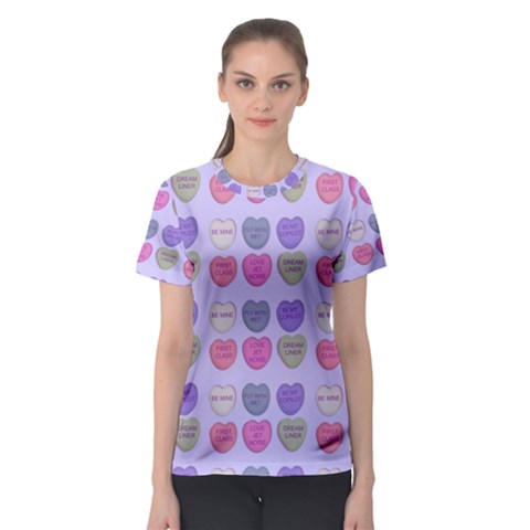 Valentine Hearts Lilac Women s Sport Mesh Tee by snowwhitegirl