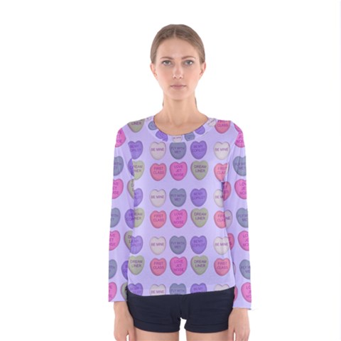 Valentine Hearts Lilac Women s Long Sleeve Tee by snowwhitegirl