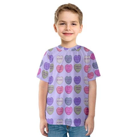 Valentine Hearts Lilac Kids  Sport Mesh Tee by snowwhitegirl