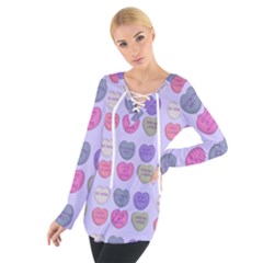 Valentine Hearts Lilac Tie Up Tee by snowwhitegirl