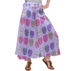 Valentine Hearts Lilac Satin Palazzo Pants