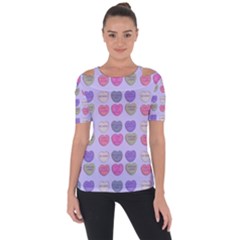 Valentine Hearts Lilac Shoulder Cut Out Short Sleeve Top