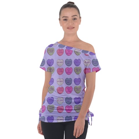 Valentine Hearts Lilac Tie-up Tee by snowwhitegirl