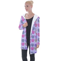 Valentine Hearts Lilac Longline Hooded Cardigan