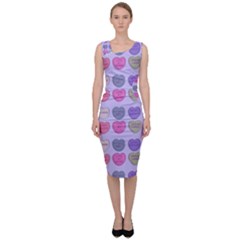 Valentine Hearts Lilac Sleeveless Pencil Dress