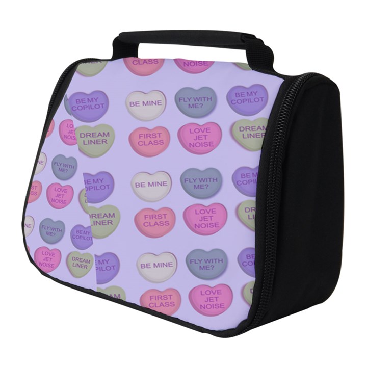 Valentine Hearts Lilac Full Print Travel Pouch (Small)