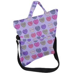 Valentine Hearts Lilac Fold Over Handle Tote Bag by snowwhitegirl