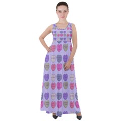 Valentine Hearts Lilac Empire Waist Velour Maxi Dress