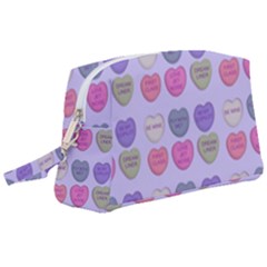 Valentine Hearts Lilac Wristlet Pouch Bag (large)