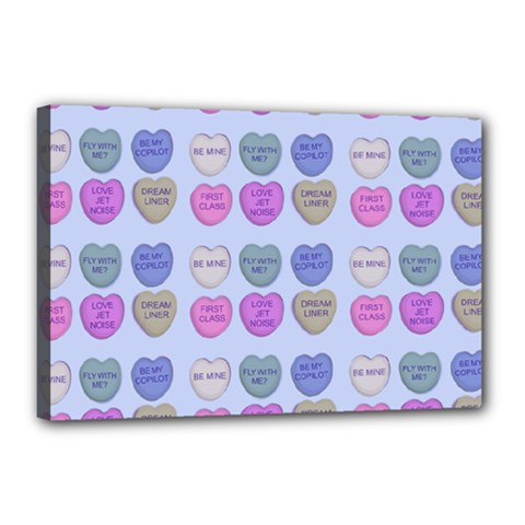 Valentine Hearts Blue Canvas 18  X 12  (stretched) by snowwhitegirl