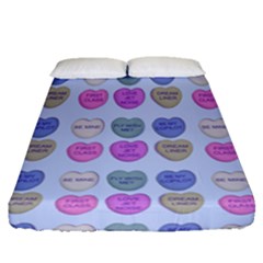 Valentine Hearts Blue Fitted Sheet (queen Size) by snowwhitegirl