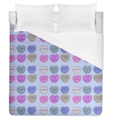 Valentine Hearts Blue Duvet Cover (queen Size) by snowwhitegirl