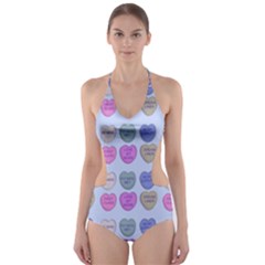 Valentine Hearts Blue Cut-out One Piece Swimsuit by snowwhitegirl