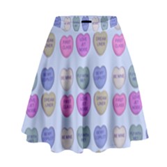 Valentine Hearts Blue High Waist Skirt by snowwhitegirl