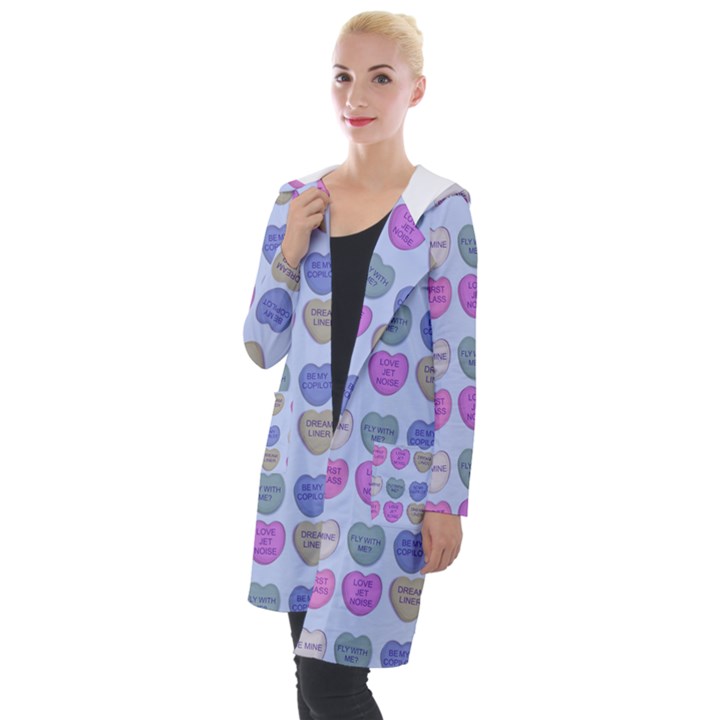 Valentine Hearts Blue Hooded Pocket Cardigan