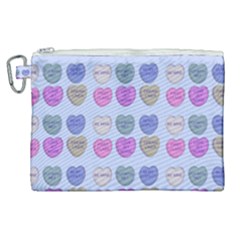 Valentine Hearts Blue Canvas Cosmetic Bag (xl) by snowwhitegirl