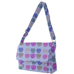 Valentine Hearts Blue Full Print Messenger Bag by snowwhitegirl