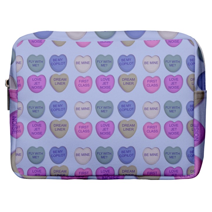 Valentine Hearts Blue Make Up Pouch (Large)