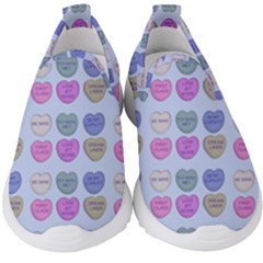 Valentine Hearts Blue Kids  Slip On Sneakers by snowwhitegirl