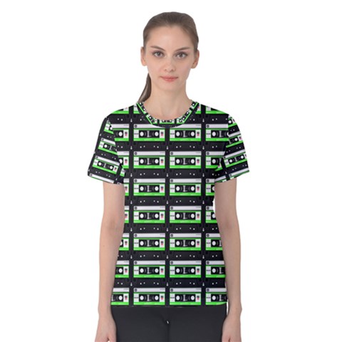 Green Cassette Women s Cotton Tee by snowwhitegirl