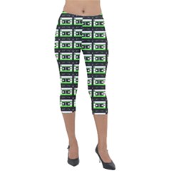 Green Cassette Lightweight Velour Capri Leggings  by snowwhitegirl