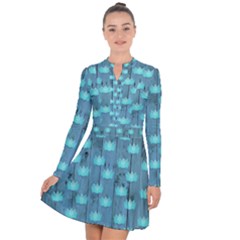 Zen Lotus Wood Wall Blue Long Sleeve Panel Dress by snowwhitegirl