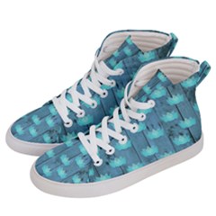 Zen Lotus Wood Wall Blue Men s Hi-top Skate Sneakers