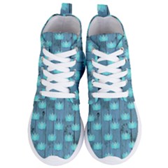 Zen Lotus Wood Wall Blue Women s Lightweight High Top Sneakers by snowwhitegirl