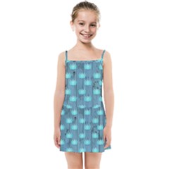 Zen Lotus Wood Wall Blue Kids  Summer Sun Dress by snowwhitegirl