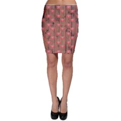 Zen Lotus Wood Wall Bodycon Skirt