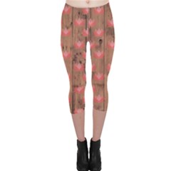 Zen Lotus Wood Wall Capri Leggings 