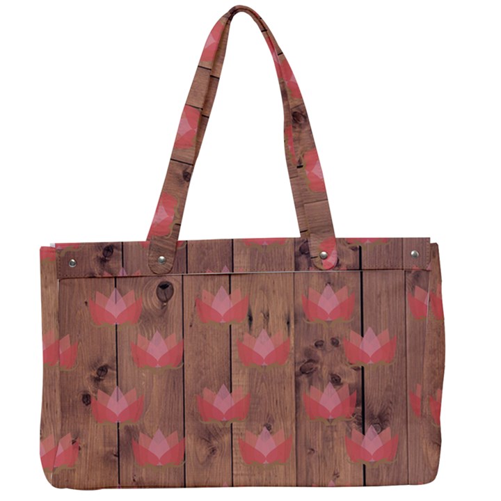 Zen Lotus Wood Wall Canvas Work Bag