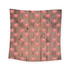 Zen Lotus Wood Wall Square Tapestry (Small)