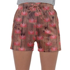 Zen Lotus Wood Wall Sleepwear Shorts