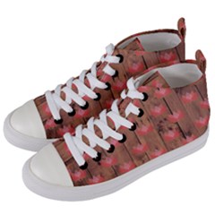 Zen Lotus Wood Wall Women s Mid-top Canvas Sneakers by snowwhitegirl