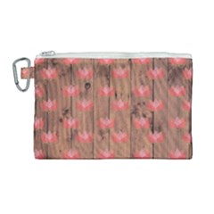 Zen Lotus Wood Wall Canvas Cosmetic Bag (Large)