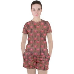 Zen Lotus Wood Wall Women s Tee and Shorts Set