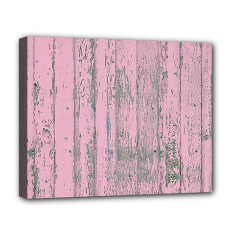 Old Pink Wood Wall Deluxe Canvas 20  X 16  (stretched) by snowwhitegirl