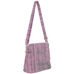 Old Pink Wood Wall Zipper Messenger Bag