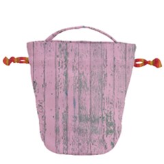 Old Pink Wood Wall Drawstring Bucket Bag by snowwhitegirl