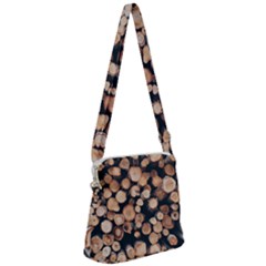 Wood Stick Piles Zipper Messenger Bag