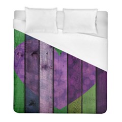 Wood Wall Heart Purple Green Duvet Cover (full/ Double Size) by snowwhitegirl