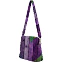 Wood Wall Heart Purple Green Zipper Messenger Bag View2